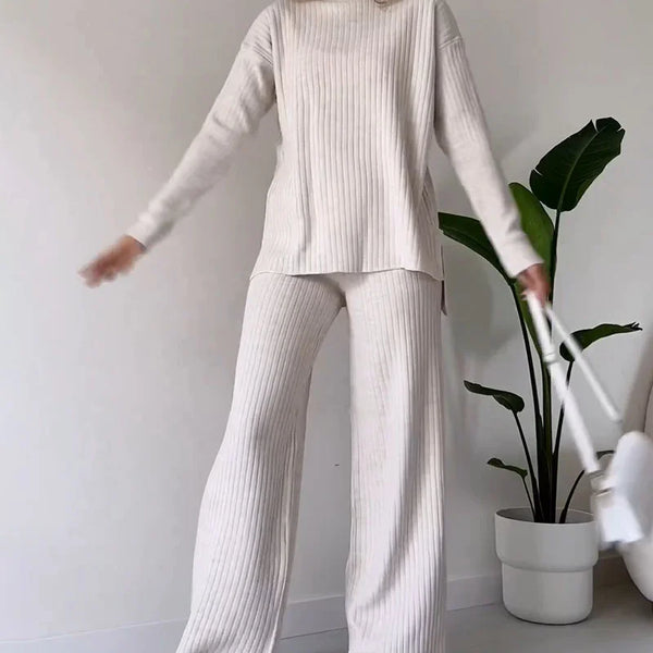 Chic Slit Casual Two-Piece Set