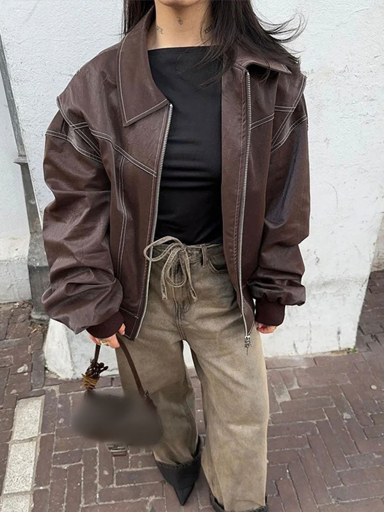 Lara Leather Bomber Jacket – Stylish and Classic Leather Outerwear