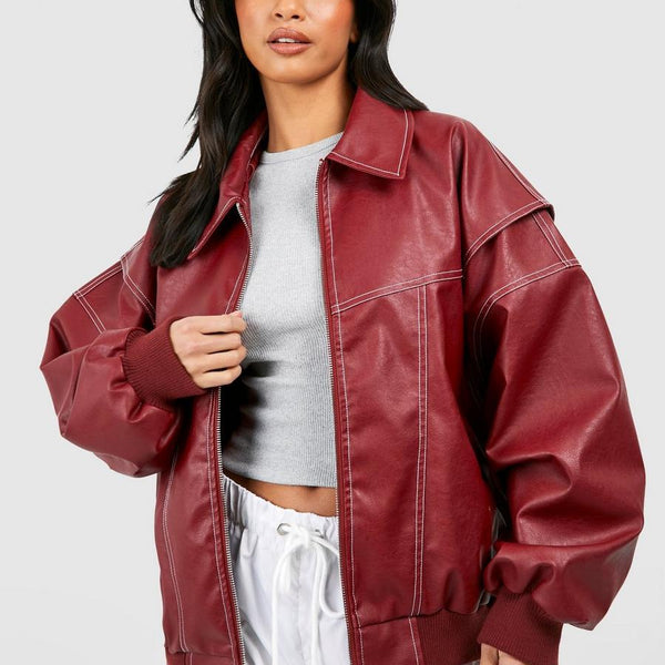 Lara Leather Bomber Jacket – Stylish and Classic Leather Outerwear