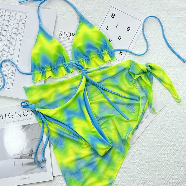 Tie-Dye Bikini with Outer Swimsuit