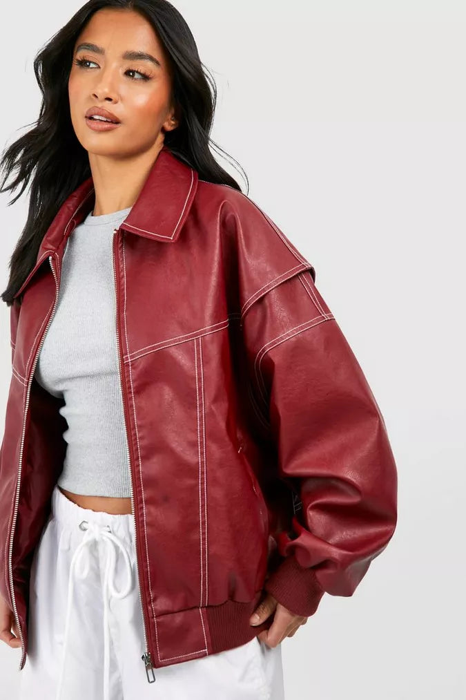 Lara Leather Bomber Jacket – Stylish and Classic Leather Outerwear