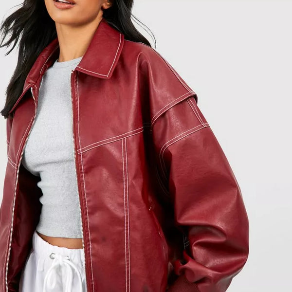 Lara Leather Bomber Jacket – Stylish and Classic Leather Outerwear