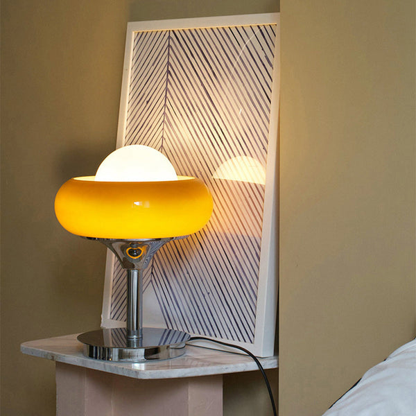 Vintage Bauahus Glass Yellow Table Lamp